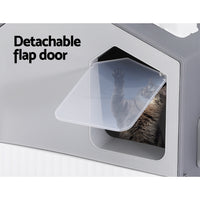 i.Pet Cat Litter Box Large Tray Kitty Toilet Enclosed Cat Litter Box Hooded Scoop Mat Grey