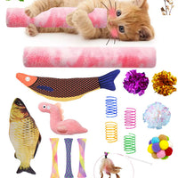 Cat Toys,Interactive Kitten Toy for Indoor Kitty Exercise 14 Piece with Fish Catnip Spiral Spring, Tube, Crinkle Balls Helps Reduce Stress & Provide Anxiety Relief for Cats