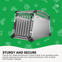 Aluminium Dog Travel Crate 63x68x88cm - Large Pet Car Transport Cage Kennel Box