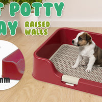 Dog Pet Potty Tray Training Toilet Raised Walls T1 WINE
