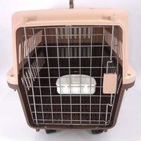 YES4PETS Brown Large Dog Puppy Cat Crate Pet Carrier Cage With Tray, Bowl & Wheel