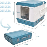 YES4PETS XL Portable Cat Toilet Litter Box Tray Foldable House with Handle and Scoop Blue