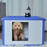 YES4PETS Small Plastic Pet Dog Puppy Cat House Kennel Blue