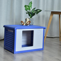 YES4PETS Small Plastic Pet Dog Puppy Cat House Kennel Blue