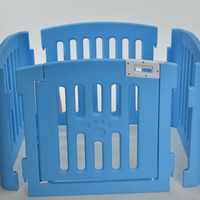 YES4PETS 4 Panel Plastic Pet Pen Pet Foldable Fence Dog Fence Enclosure With Gate Blue