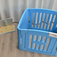 YES4PETS 4 Panel Plastic Pet Pen Pet Foldable Fence Dog Fence Enclosure With Gate Blue