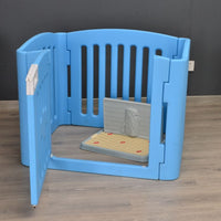 YES4PETS 4 Panel Plastic Pet Pen Pet Foldable Fence Dog Fence Enclosure With Gate Blue
