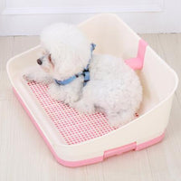 YES4PETS Medium Portable Dog Rabbit Potty Training Tray Pet Puppy Toilet Trays Loo Pad Mat With Wall Pink