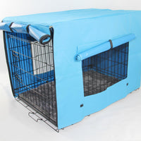 YES4PETS 24' Portable Foldable Dog Cat Rabbit Collapsible Crate Pet Cage with Blue Cover Mat