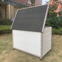 YES4PETS L Timber Pet Dog Kennel House Puppy Wooden Timber Cabin With Stripe White