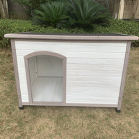 YES4PETS XL Timber Pet Dog Kennel House Puppy Wooden Timber Cabin With Stripe White