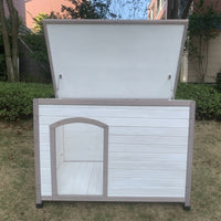 YES4PETS XL Timber Pet Dog Kennel House Puppy Wooden Timber Cabin With Stripe White