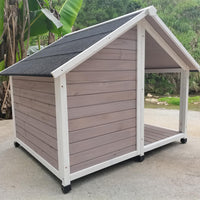 YES4PETS L Timber Pet Dog Kennel House Puppy Wooden Timber Cabin 130x105x100cm Grey