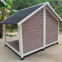 YES4PETS L Timber Pet Dog Kennel House Puppy Wooden Timber Cabin 130x105x100cm Grey