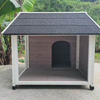 YES4PETS L Timber Pet Dog Kennel House Puppy Wooden Timber Cabin 130x105x100cm Grey