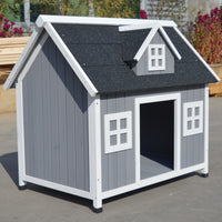 YES4PETS Grey Large Timber Pet Dog Puppy Wooden Cabin Kennel Timber House