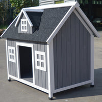 YES4PETS Grey Large Timber Pet Dog Puppy Wooden Cabin Kennel Timber House
