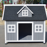 YES4PETS Grey Large Timber Pet Dog Puppy Wooden Cabin Kennel Timber House