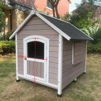 YES4PETS XL Timber Pet Dog Kennel House Puppy Wooden Timber Cabin With Door Grey