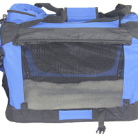 YES4PETS Small Foldable Pet Soft Dog Cat Puppy Rabbit Crate Bag With Curtain-Blue