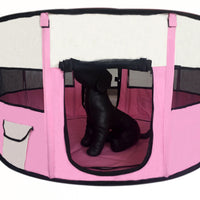 YES4PETS Large Round Portable Soft Playpen Dog Cat Rabbit Puppy Playpen-Pink