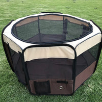 YES4PETS Medium Brown Pet Dog Cat Puppy Rabbit Tent Soft Playpen