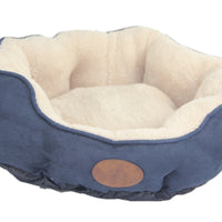 YES4PETS Washable Blue / Grey Fleece Soft Pet Dog Cat Bed-Medium