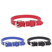 Dog Collar Pet Puppy Adjustable Neck Strap Pu Leather S - Blue