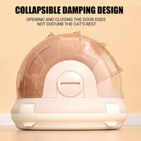 Portable Cat Carrier Space Capsule Large Capacity Aviation Travel Kitty Basket - Champagne