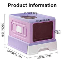 Folding Enclosed Cat Litter Box Foldable Drawer Toilet Anti-Splash Pet Supplies - Purple