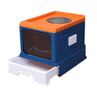 Folding Enclosed Cat Litter Box Foldable Drawer Toilet Anti-Splash Pet Supplies - Purple