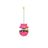 Cat Treat Dispenser Toy Ball Kitten Selfplay Interactive Tumbler Multifunction - Red