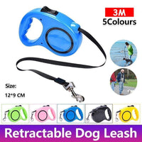 3M Retractable Dog Lead Leash Long Stong Extendable Lockable Rope Heavy Duty - Pink