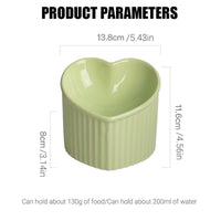 Love Shape Slanted Cat Bowl Ceramic Pet Bowl for Cats Food Water Feeding Dish - Black