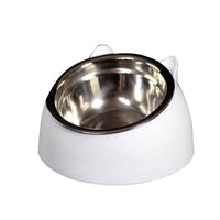 Pet Dog Cat Food Bowl Raised No Slip Stainless Steel Tilted Water Food Feeder - Green