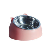 Pet Dog Cat Food Bowl Raised No Slip Stainless Steel Tilted Water Food Feeder - Green