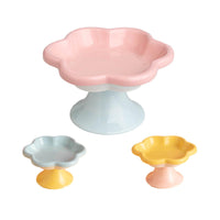 Flower Ceramic Cat Bowl Pet Food Bowl Snack Tray for Cats and Small Pets Feeding - Blue