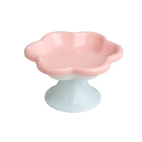 Flower Ceramic Cat Bowl Pet Food Bowl Snack Tray for Cats and Small Pets Feeding - Blue