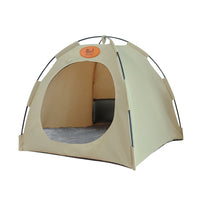 Folding Camping Pet Tent for Cats Puppy Bed Indoor Cat Nest Dog Cave Style House - Beige
