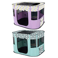 Foldable Cat Dog Kennel Pet Delivery Cage Portable Pet Fence Tent - Purple-L