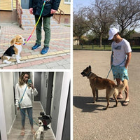 Adjustable Diagonal Dog Walking Leash Hands Free Crossbody Pet Lead Dogs - Khaki