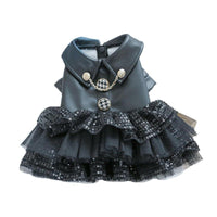 Pet Dog Cat Clothes Autumn Winter Fashion Sequin Small Leather Skirt Outfit - L