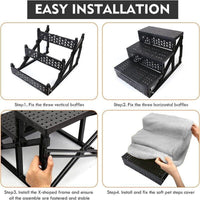 3 Steps Pet Stairs with Soft Cover for Small Dogs and Cats Portable Climbing Ramp
