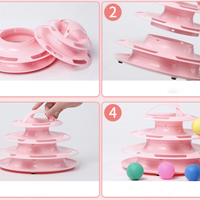 Funny Cat Toy Plastic Tower Interactive Track Ball Playing Game - Assorted Colours