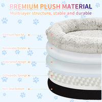 Fluffy Donut-Shaped Pet Bed- Soft, Cozy, and Anti-Anxiety for Dogs and Cats, Machine Washable Gradient Gray Size:L 90*65*20cm