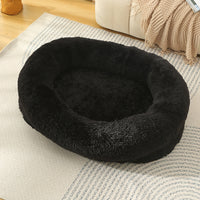 Fluffy Donut-Shaped Pet Bed- Soft, Cozy, and Anti-Anxiety for Dogs and Cats, Machine Washable Black Size:S 60*50*18cm
