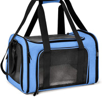 XL Blue Portable Foldable Pet Carrier Bag - Large Capacity Travel Carrier for 2 Small Pets, Comfortable and Stylish Cat Backpack, Foldable & Easy to Carry