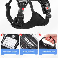 Size L Black Reflective No-Pull Dog Harness - Adjustable & Durable for Large Breeds, Anti-Escape Design