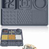 Dark Blue Multi-Functional Pet Slow Feeder Lick Mat - Durable Food-Grade Silicone Anti-Bite Bowl for Dogs