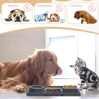 Dark Blue Multi-Functional Pet Slow Feeder Lick Mat - Durable Food-Grade Silicone Anti-Bite Bowl for Dogs